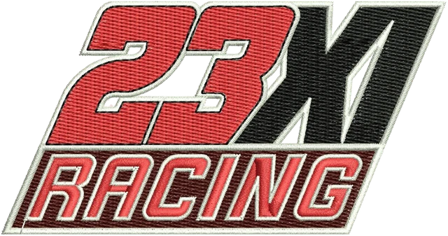 Stickdatei 23XI Racing Logo Stickdatei auf Stoff gestickt