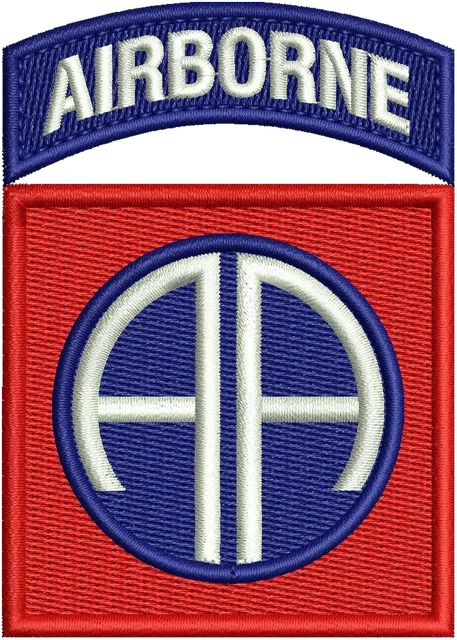 82nd Airborne Division Logo Embroidery Design embroidery design shown stitched on fabric