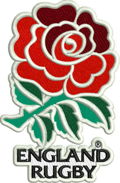 England National Rugby Union Team Logo Applique Embroidery Design embroidery design shown stitched on fabric