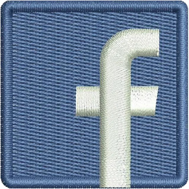 Facebook logo 2 Embroidery Design embroidery design shown stitched on fabric