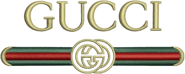 Stickdatei Gucci Logo 2 Stickdatei auf Stoff gestickt
