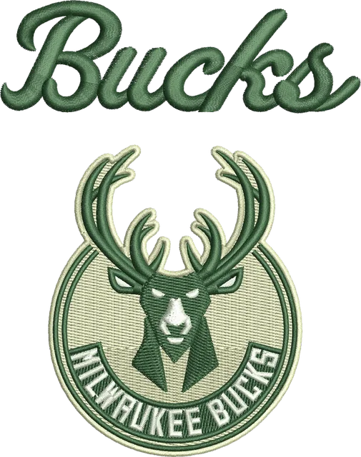 Milwaukee Bucks Logo 2 Embroidery Design embroidery design shown stitched on fabric