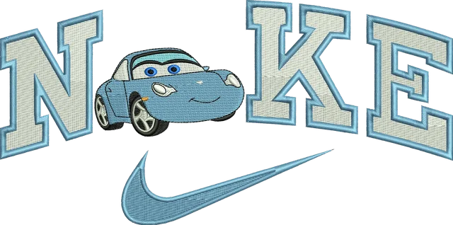 Nike Sally Carrera Embroidery Design embroidery design shown stitched on fabric
