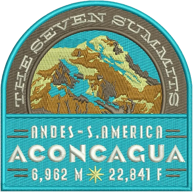 Aconcagua Seven Summits Embroidery Design embroidery design shown stitched on fabric
