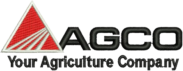 Stickdatei AGCO Logo Stickdatei auf Stoff gestickt