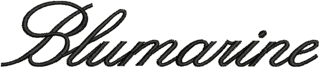 Blumarine Logo Embroidery Design embroidery design shown stitched on fabric