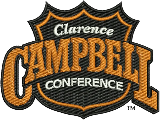 Campbell Conference Logo Embroidery Design embroidery design shown stitched on fabric