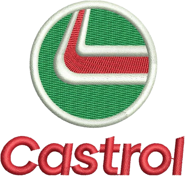 Castrol New Logo Embroidery Design embroidery design shown stitched on fabric