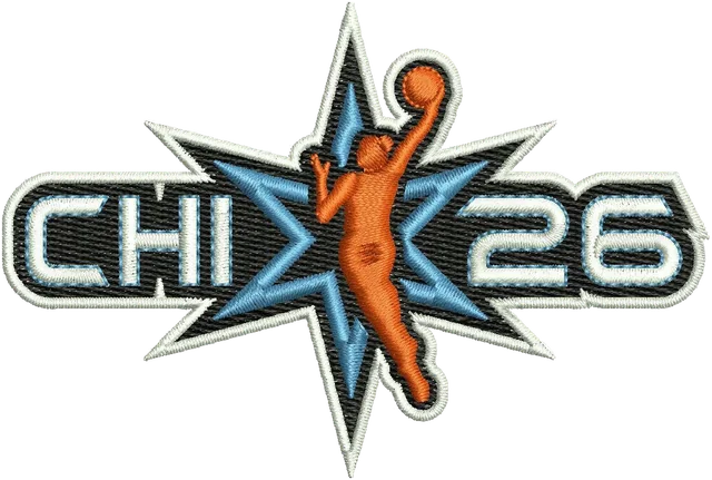 Chicago Sky 2026 Logo Embroidery Design embroidery design shown stitched on fabric