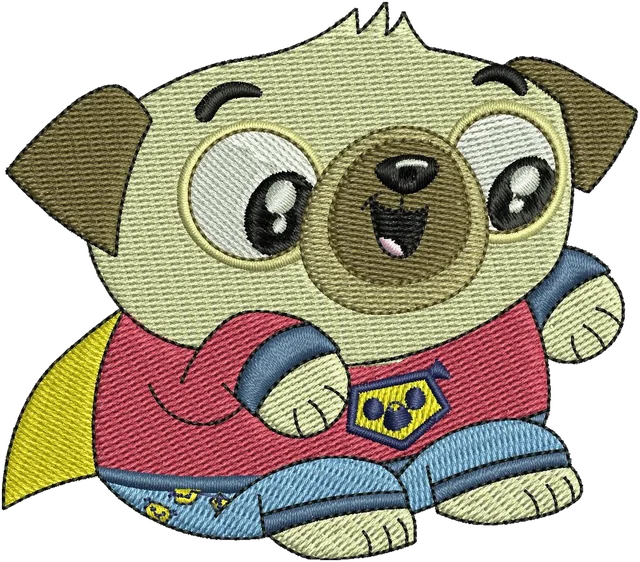 Chip and Potato Character Spud Embroidery Design embroidery design shown stitched on fabric