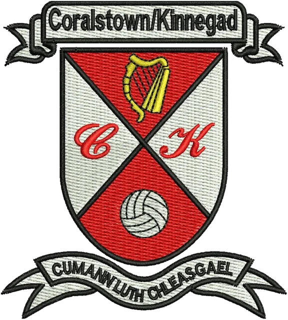 Stickdatei Coralstown Kinnegad GAA Club Logo Stickdatei auf Stoff gestickt