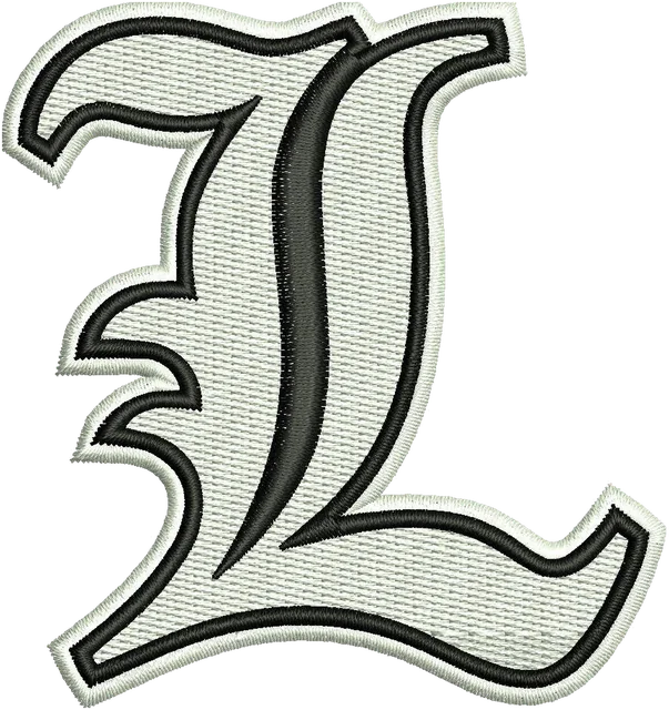 Diseño de bordado Logotipo de L de Death Note sobre tela