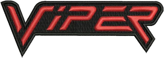 Dodge Viper Logo 4 Embroidery Design embroidery design shown stitched on fabric