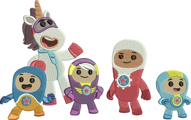 Go Jetters Characters Embroidery Design embroidery design shown stitched on fabric