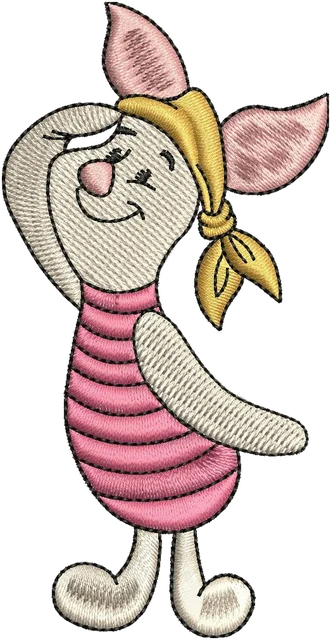 Happy Disney Cartoon Piglet Embroidery Design embroidery design shown stitched on fabric