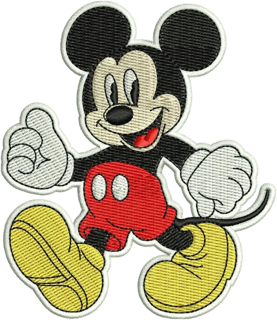 Stickdatei Happy Mickey Mouse Stickdatei auf Stoff gestickt
