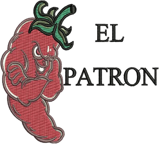 Diseño de bordado Pimiento picante sobre tela