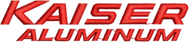 Kaiser Aluminum Logo Embroidery Design embroidery design shown stitched on fabric