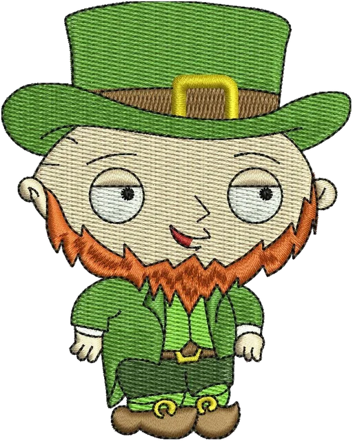 Leprechaun Stewie Embroidery Design embroidery design shown stitched on fabric
