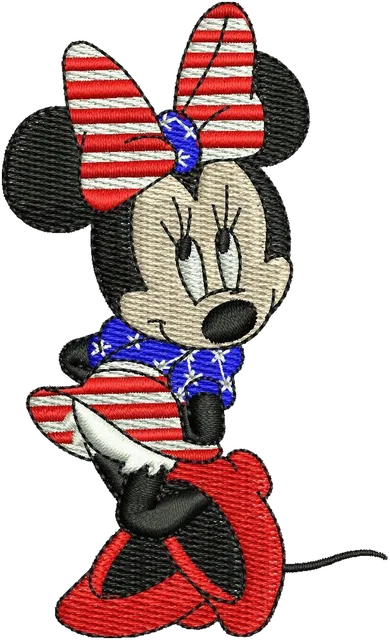 Minnie Mouse Cartoon Character Embroidery Design embroidery design shown stitched on fabric