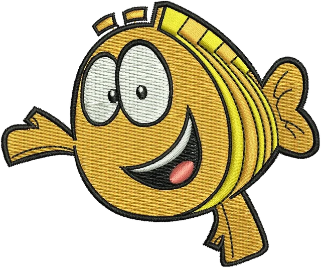 Mr Grouper Cartoon Embroidery Design embroidery design shown stitched on fabric