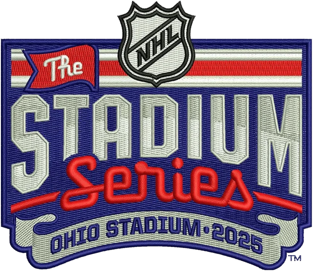 NHL Stadium Series Logo Embroidery Design embroidery design shown stitched on fabric