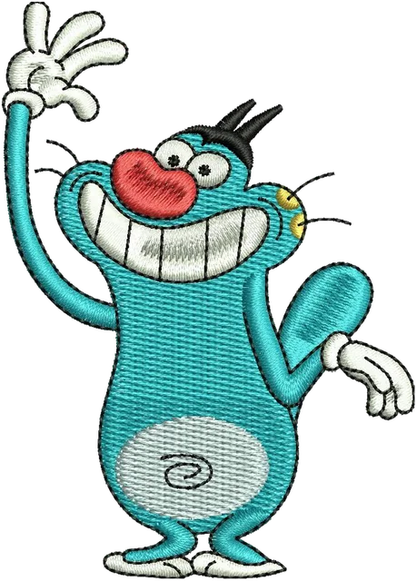 Stickdatei Oggy and the Cockroaches Cartoon 2 Stickdatei auf Stoff gestickt