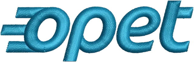 Opet Petroleum Company Logo Embroidery Design embroidery design shown stitched on fabric