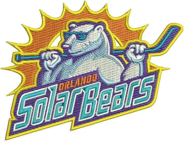 Orlando Solar Bears Logo ECHL Embroidery Design embroidery design shown stitched on fabric