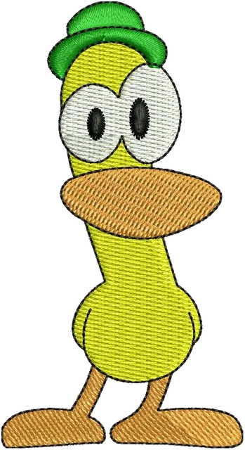 Pato Pocoyo Embroidery Design embroidery design shown stitched on fabric