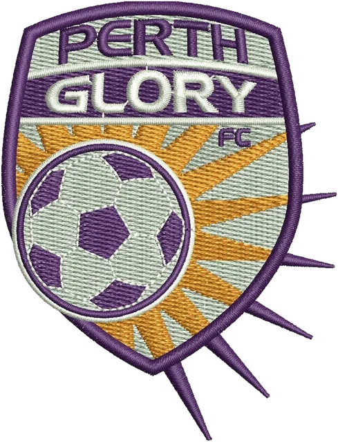 Perth Glory Football Club Logo Embroidery Design embroidery design shown stitched on fabric