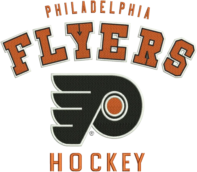 Philadelphia Flyers Hockey Jacket Embroidery Design embroidery design shown stitched on fabric