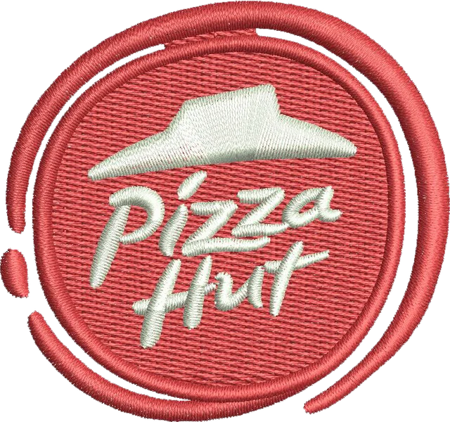 Pizza Hut Logo 2 Embroidery Design embroidery design shown stitched on fabric