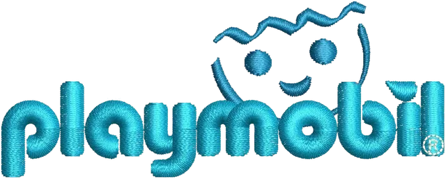 Playmobil Logo Embroidery Design embroidery design shown stitched on fabric