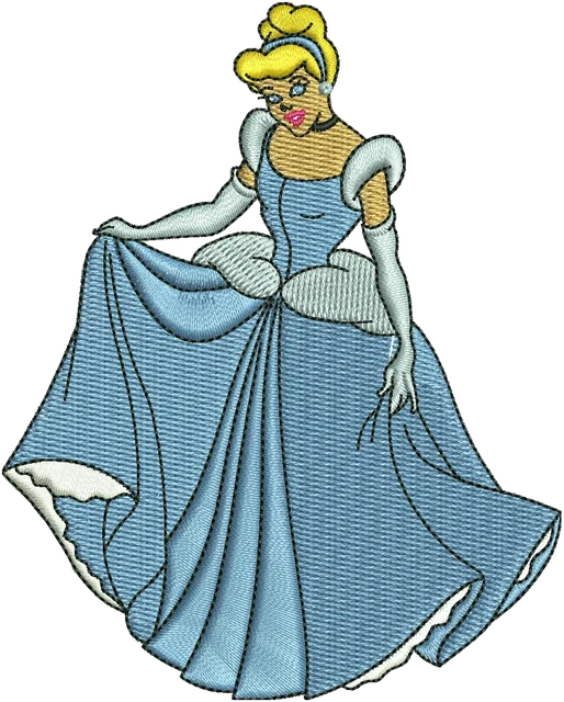 Princess Cinderella 4 Embroidery Design embroidery design shown stitched on fabric