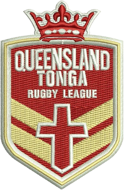 Queensland Tonga Rugby League Logo Embroidery Design embroidery design shown stitched on fabric