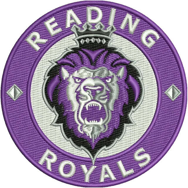 Reading Royals Logo EHC Team Logo Embroidery Design embroidery design shown stitched on fabric