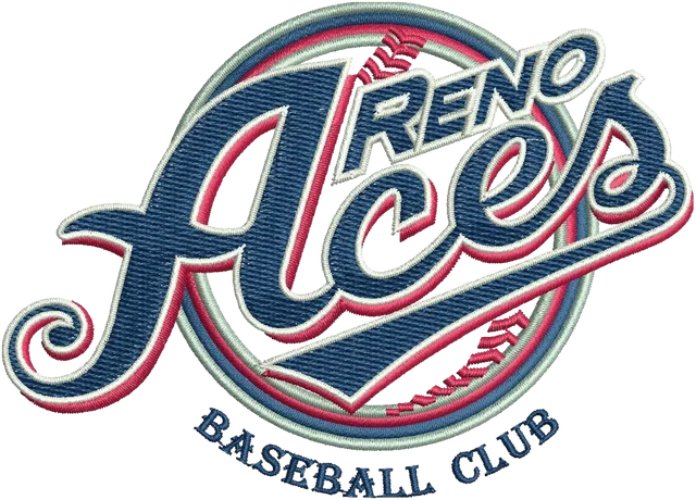 Reno Aces Baseball Team Logo Embroidery Design embroidery design shown stitched on fabric