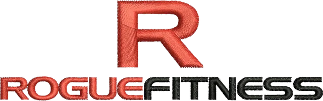 Stickdatei Rogue Fitness Logo Stickdatei auf Stoff gestickt