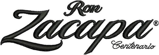Ron Zacapa Rum Logo Embroidery Design embroidery design shown stitched on fabric