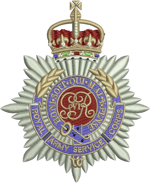 Royal Army Service Corps Logo Embroidery Design embroidery design shown stitched on fabric