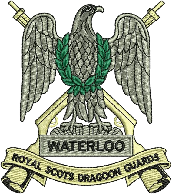 Royal Scots Dragoon Guards Logo Embroidery Design embroidery design shown stitched on fabric