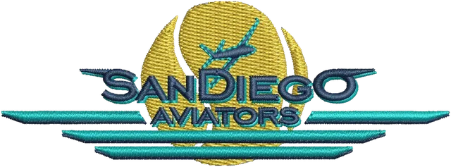 San Diego Aviators Logo Embroidery Design embroidery design shown stitched on fabric