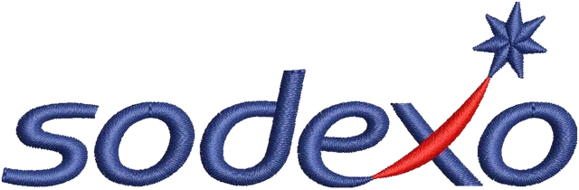 Sodexo Food Service Company Logo Embroidery Design embroidery design shown stitched on fabric