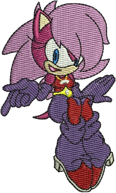 Sonia the Hedgehog Embroidery Design embroidery design shown stitched on fabric