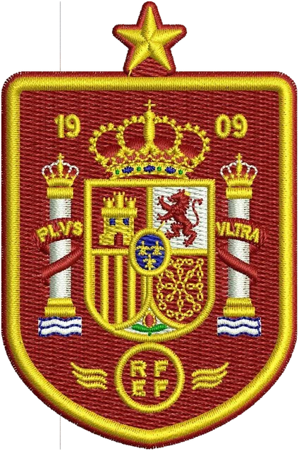 Spain National Football Team Crest Embroidery Design embroidery design shown stitched on fabric