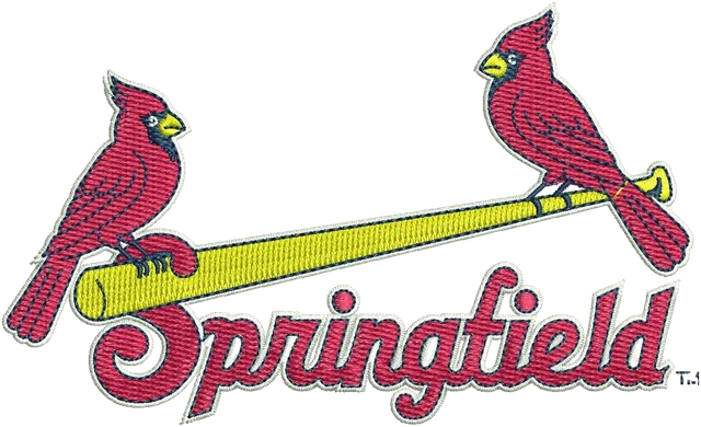 Springfield Cardinals Baseball Team Logo Embroidery Design embroidery design shown stitched on fabric