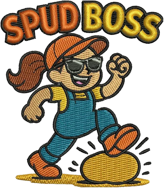 Ricamo Spud Boss su tessuto