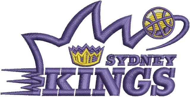 Sydney Kings Basketball Team Logo Embroidery Design embroidery design shown stitched on fabric