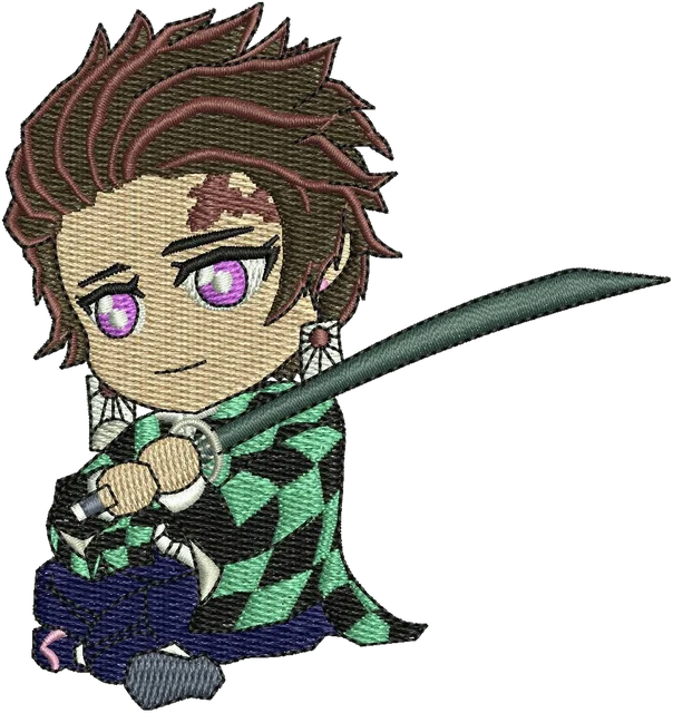 Diseño de bordado Tanjiro Kamado sobre tela